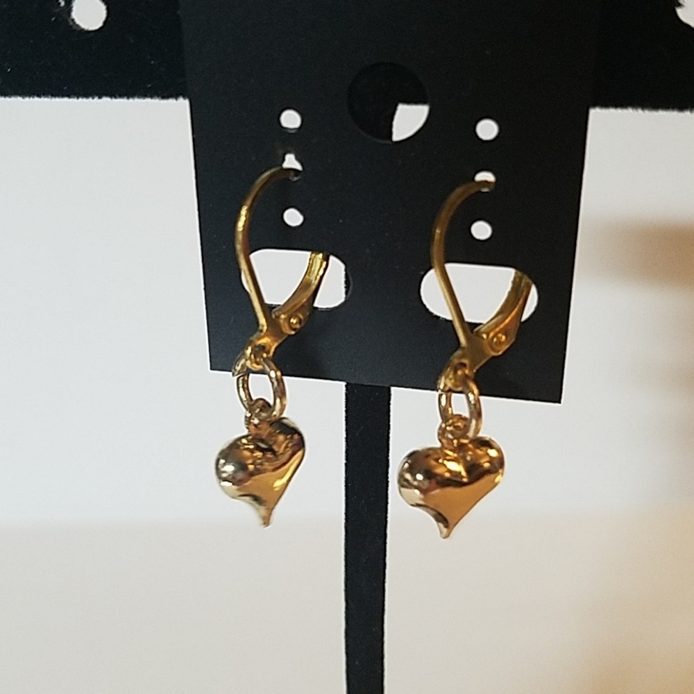 Heart Gold Tone Earrings